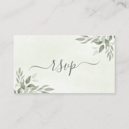 Modern Sage Greenery Wedding RSVP Enclosure Card エンクロージャーカード