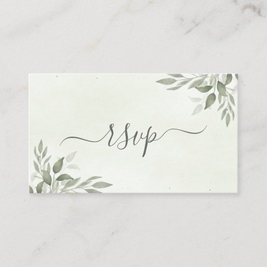 Modern Sage Greenery Wedding RSVP Enclosure Card エンクロージャーカード (正面)