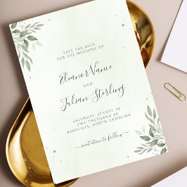 Modern Sage Greenery Wedding Save The Date セーブザデート
