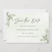 Modern Sage Greenery Wedding Save the Date Card セーブザデート (正面)