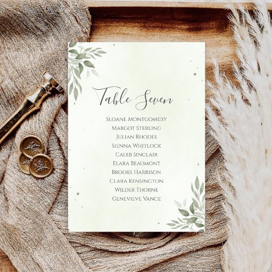 Modern Sage Greenery Wedding Seating Plan Card 招待状
