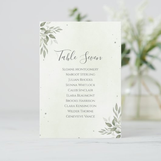 Modern Sage Greenery Wedding Seating Plan Card 招待状 (スタンド正面)