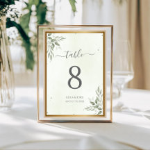 Modern Sage Greenery Wedding Table Numbers