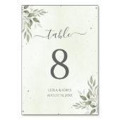 Modern Sage Greenery Wedding Table Numbers テーブルナンバー (正面)