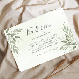 Modern Sage Greenery Wedding Thank You Card エンクロージャーカード