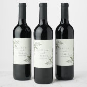 Modern Sage Greenery Wedding Wine Bottle Label ワインラベル (ボトル)