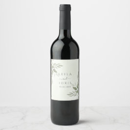 Modern Sage Greenery Wedding Wine Bottle Label ワインラベル