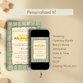 Modern Sage Plaid Aqiqah New Born Baby Celebration 招待状