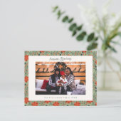 Modern Sage Poinsettia Holiday Photo Postcard シーズンポストカード (スタンド正面)