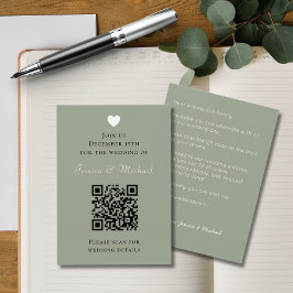 Modern Sage QR Code All in One Wedding Invitation