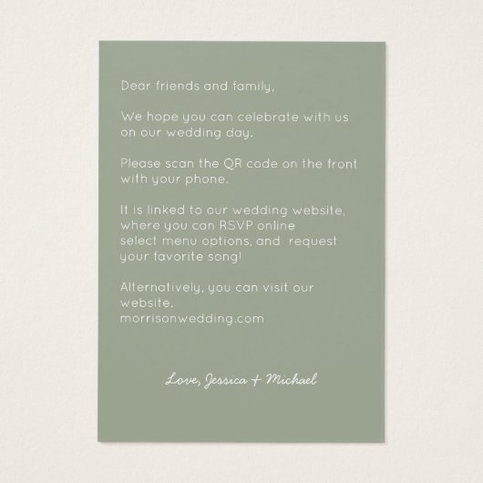 Modern Sage QR Code All in One Wedding Invitation (裏面)