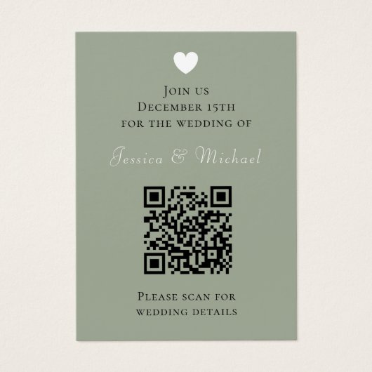 Modern Sage QR Code All in One Wedding Invitation (正面)