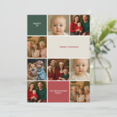 Modern Sage RED Photo collage merry Christmas シーズンカード (スタンド正面)
