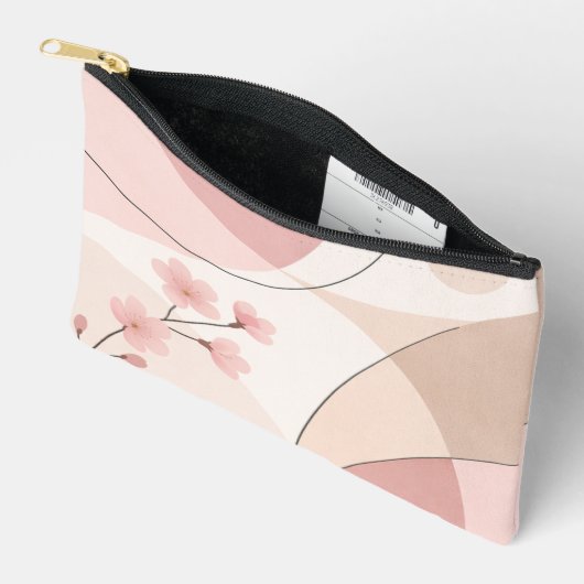 Modern Sakura Minimalist Geometric Accessory Pouch アクセサリーポーチ (見開き)