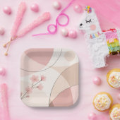 Modern Sakura Minimalist Geometric Paper Plate ペーパープレート (パーティー)