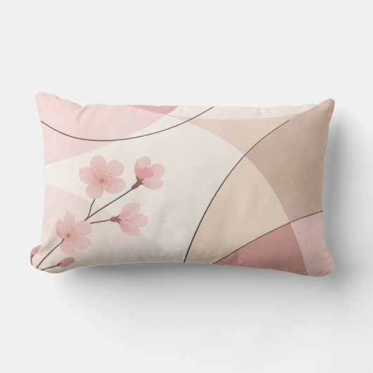 Modern Sakura Minimalist Geometric Pillow ランバークッション (正面)