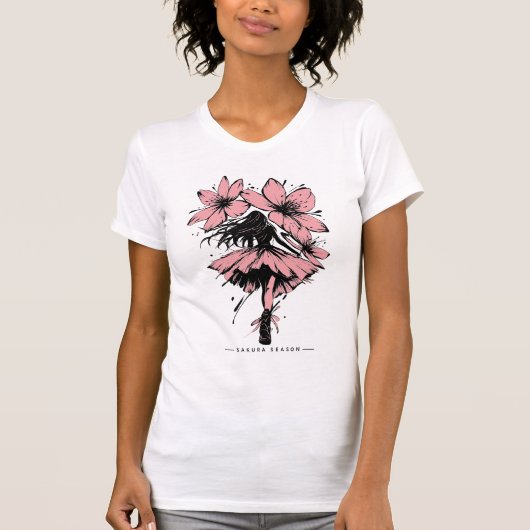 Modern Sakura Streetwear Cherry Blossom Graphic Tシャツ (正面)
