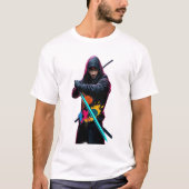 Modern samurai with a futuristic katana, tシャツ (正面)