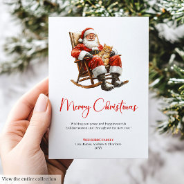 Modern Santa Claus Rustic Festive Holiday Greeting シーズンカード