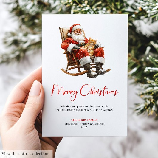 Modern Santa Claus Rustic Festive Holiday Greeting シーズンカード