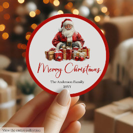 Modern Santa Claus Simple Festive Gift Sticker ラウンドシール