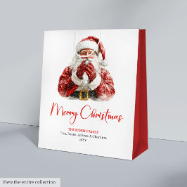 Modern Santa Claus Simple Script Font Gift Bag ミディアムペーパーバッグ