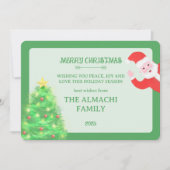 modern santa pine tree family christmas greeting シーズンカード (正面)