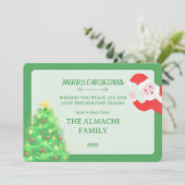 modern santa pine tree family christmas greeting シーズンカード (スタンド正面)