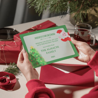 modern santa pine tree family christmas greeting シーズンカード