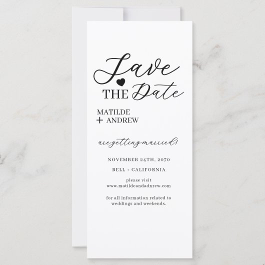 Modern Save The Date Black Collage Photo Strip (裏面)