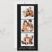 Modern Save The Date Black Collage Photo Strip (正面)