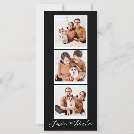 Modern Save The Date Black Collage Photo Strip (正面)