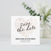 Modern Save the Date Geometric Rosegold Heart セーブザデート (スタンド正面)