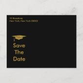 Modern Save The Date Graduation Black and Gold 案内ポストカード (裏面)