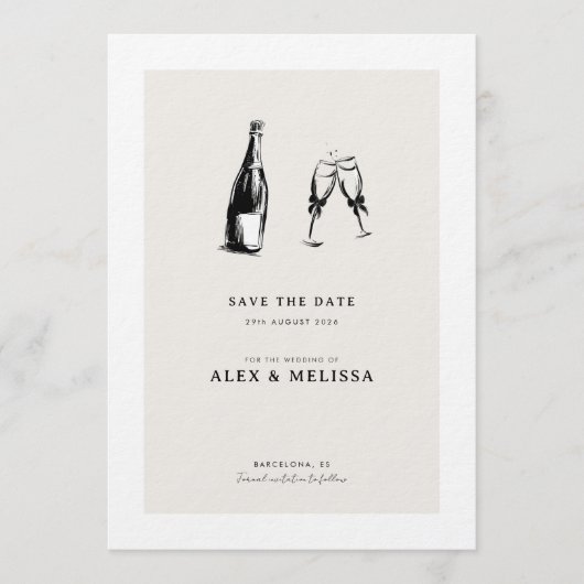 Modern Save the Date - Hand Drawn Wedding 招待状 (正面)