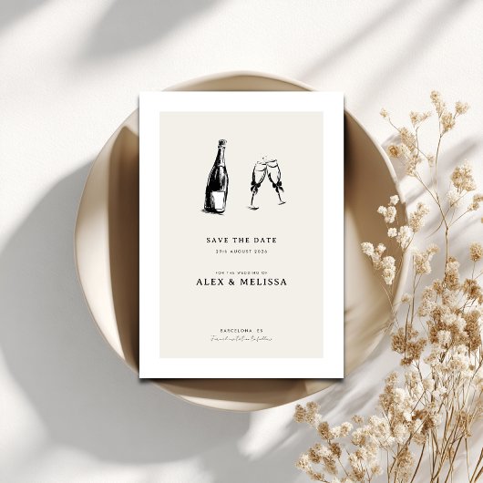 Modern Save the Date - Hand Drawn Wedding 招待状