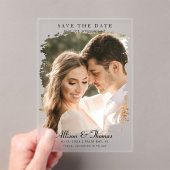Modern Save the Date Photo Chic Wedding アクリル招待状 (インサイチュ (ポータブル))
