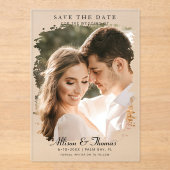 Modern Save the Date Photo Chic Wedding アクリル招待状 (正面)