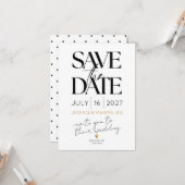 Modern save the date with gold accents カード (正面/裏面インサイチュ)