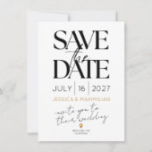 Modern save the date with gold accents カード (正面)