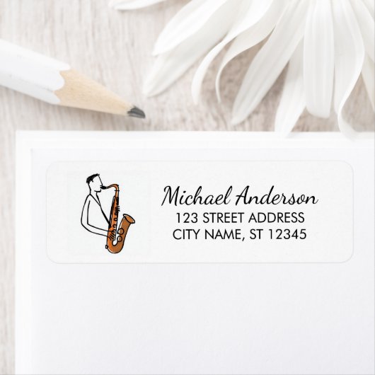 Modern Saxophone Music Lover Return Address        ラベル (インサイチュ)