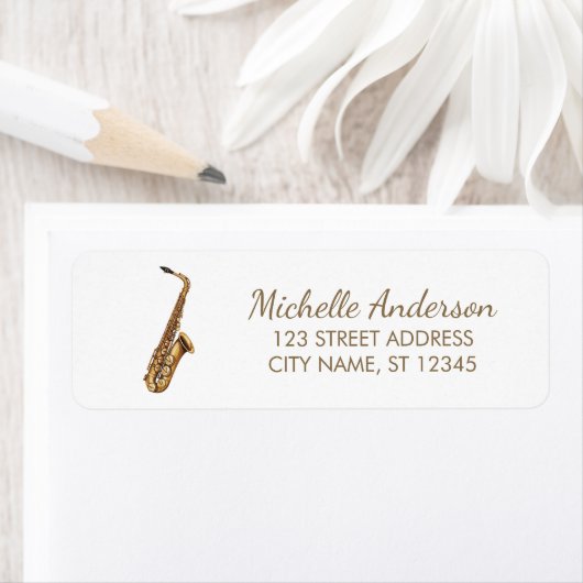 Modern Saxophone Music Lover Return Address        ラベル (インサイチュ)