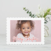 Modern Scallop Photo Christmas Merry Christmas シーズンカード (スタンド正面)