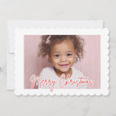 Modern Scallop Photo Christmas Merry Christmas シーズンカード (正面)