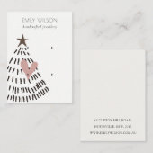 Modern Scandi Christmas Tree Heart 2 Earring Logo 名刺 (正面/裏面)