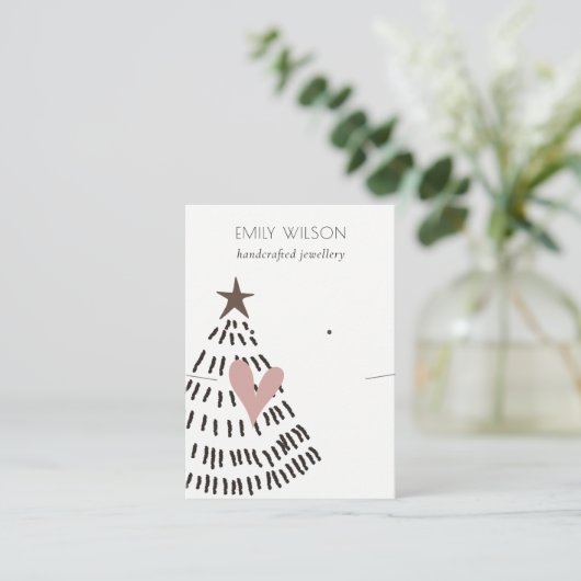 Modern Scandi Christmas Tree Necklace Earring 名刺 (スタンド正面)
