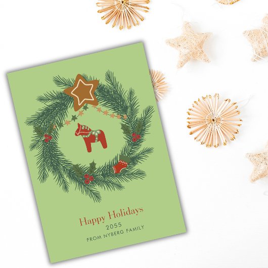 Modern Scandi Festive Christmas Greetings Green  シーズンカード