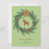 Modern Scandi Festive Christmas Greetings Green  シーズンカード (正面)