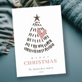 Modern Scandi Minimal Blush Heart Christmas Tree シーズンカード