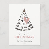Modern Scandi Minimal Blush Heart Christmas Tree シーズンポストカード (正面)